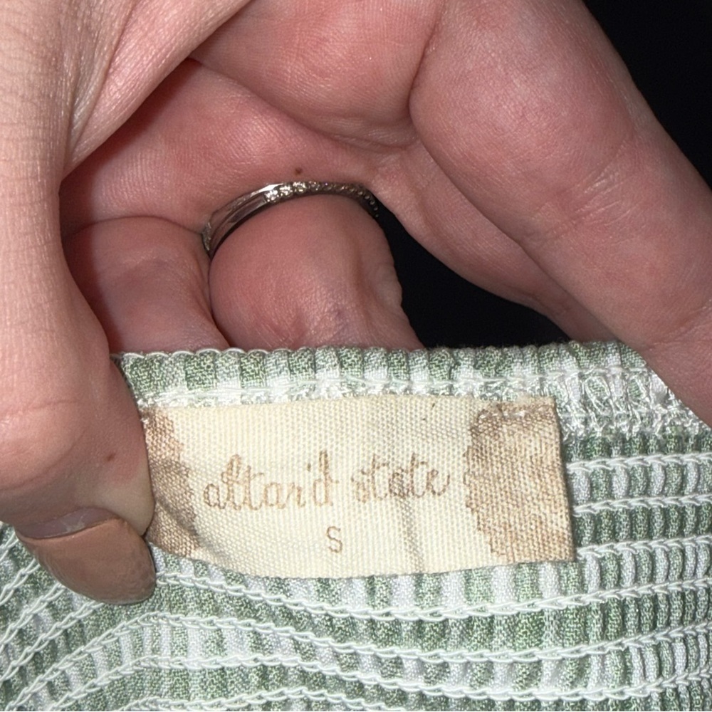 Altar’d State Green & White Gingham Smocked Puff Sleeve Mini Dress Size S EUC - Picture 3 of 3